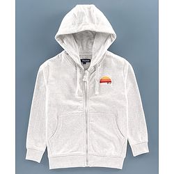 Pine Kids Full Sleeves Biowashed Hooded Sweatjacket - Grey