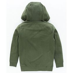 Pine Kids Full Sleeves Biowashed Hooded Sweat Jacket Green Print - Olive Green