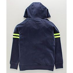 Pine Kids Full Sleeves Hooded Sweatshirt Text Print - Navy Blue