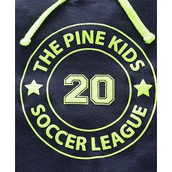 Pine Kids Full Sleeves Hooded Sweatshirt Text Print - Navy Blue