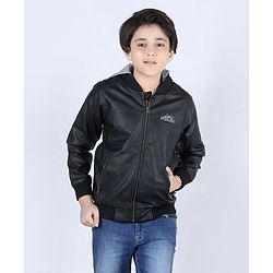 Pine Kids Full Sleeves Hooded Jacket Explore Patch - Black