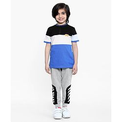 Pine Kids Half Sleeves Biowashed Tee Hey Patch - Blue Light Grey