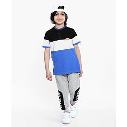 Pine Kids Half Sleeves Biowashed Tee Hey Patch - Blue Light Grey