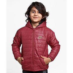 Pine Kids Full Sleeves Reversible Hooded Jacket - Red Black