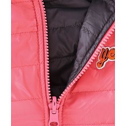Pine Kids Full Sleeves Reversible Hooded Jacket - Peach Navy