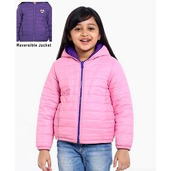 Pine Kids Full Sleeves Reversible Hooded Jacket - Purple Pink