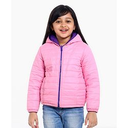 Pine Kids Full Sleeves Reversible Hooded Jacket - Purple Pink