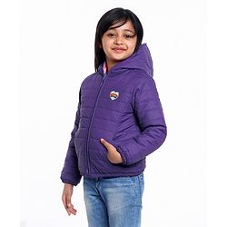 Pine Kids Full Sleeves Reversible Hooded Jacket - Purple Pink
