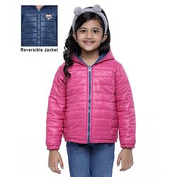 Pine Kids Full Sleeves Reversible Quilted Jacket - Blue Pink