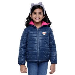 Pine Kids Full Sleeves Reversible Quilted Jacket - Blue Pink