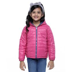 Pine Kids Full Sleeves Reversible Quilted Jacket - Blue Pink