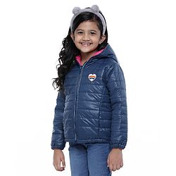 Pine Kids Full Sleeves Reversible Quilted Jacket - Blue Pink