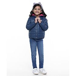 Pine Kids Full Sleeves Reversible Quilted Jacket - Blue Pink