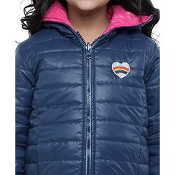 Pine Kids Full Sleeves Reversible Quilted Jacket - Blue Pink