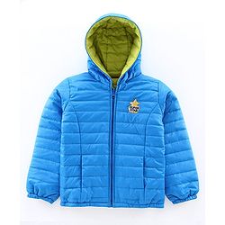 Pine Kids Full Sleeves Reversible Hooded Jacket - Green Blue
