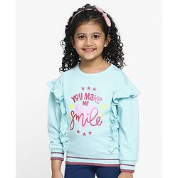Pine Kids Full Sleeves Biowash Sweatshirt Text Print - Angel Blue