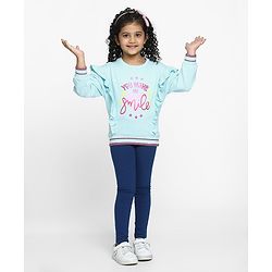 Pine Kids Full Sleeves Biowash Sweatshirt Text Print - Angel Blue