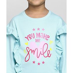 Pine Kids Full Sleeves Biowash Sweatshirt Text Print - Angel Blue