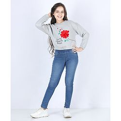 Pine Kids Full Sleeves Bio-washed Sweatshirt I'm My Favourite Person Print - Grey