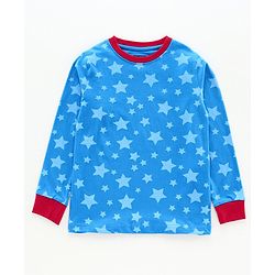 Pine Kids Biowashed Full Sleeves Night Suit Stars Print  - Blue