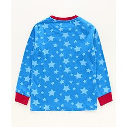 Pine Kids Biowashed Full Sleeves Night Suit Stars Print  - Blue