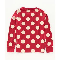 Pine Kids Full Sleeves Biowashed Night Suit Polka Dot Print - Red