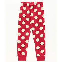 Pine Kids Full Sleeves Biowashed Night Suit Polka Dot Print - Red