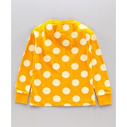 Pine Kids Full Sleeves Biowashed Polka Dot Night Suit - Golden