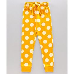 Pine Kids Full Sleeves Biowashed Polka Dot Night Suit - Golden