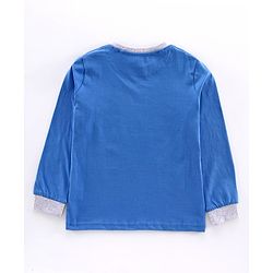 Pine Kids Full Sleeves Biowashed Night Suit Rocket Print - Blue