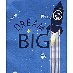 Pine Kids Full Sleeves Biowashed Night Suit Rocket Print - Blue