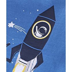 Pine Kids Full Sleeves Biowashed Night Suit Rocket Print - Blue