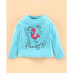 Pine Kids Full Sleeves Biowashed Night Suit Flamingo Print Striped - Tanager Turquoise