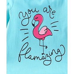 Pine Kids Full Sleeves Biowashed Night Suit Flamingo Print Striped - Tanager Turquoise