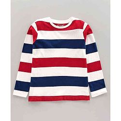 Pine Kids Full & Half Sleeves Solid & Striped Tee Pack of 3 - Red Navy Blue