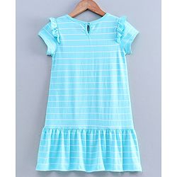 Pine Kids Half Sleeves Knee Length Biowashed Frock Sling Bag Print - Blue