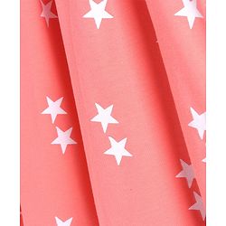 Pine Kids Half Sleeves Knee Length Biowash Frock With Glitter Belt Star Print - Orange