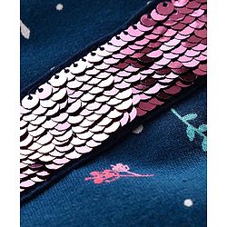 Pine Kids Full Sleeves Biowashed Hooded Sweat Jacket Reversible Sequin Detailing - Navy Blue