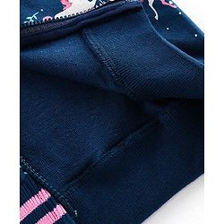 Pine Kids Full Sleeves Biowashed Hooded Sweat Jacket Reversible Sequin Detailing - Navy Blue