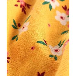 Pine Kids Full Sleeves Printed Biowashed Hooded Sweat Jacket Unique Embroidery - Yellow