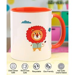 Pine Kids Ceramic Mug Lion Print Orange - 330 ml
