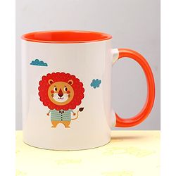 Pine Kids Ceramic Mug Lion Print Orange - 330 ml