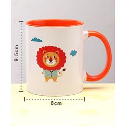 Pine Kids Ceramic Mug Lion Print Orange - 330 ml