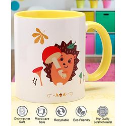 Pine Kids Ceramic Mug Squirrel Print Yellow - 330 ml