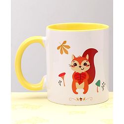 Pine Kids Ceramic Mug Squirrel Print Yellow - 330 ml