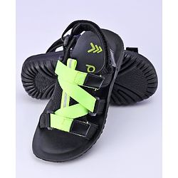 Pine Kids Sandals With Triple Velcro Closure - Green Black