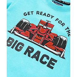 Pine Kids 100%Cotton Half Sleeves Softner Wash Tee Racing Car Print - Blue