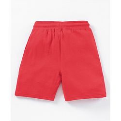 Pine Kids 100%Cotton Above Knee Length Biowashed Shorts With Drawstring Pack of 2 - Red Black