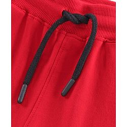 Pine Kids 100%Cotton Above Knee Length Biowashed Shorts With Drawstring - Red