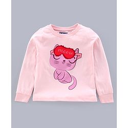 Pine Kids Full Sleeves Biowashed Night Suit Paw Print - Pink